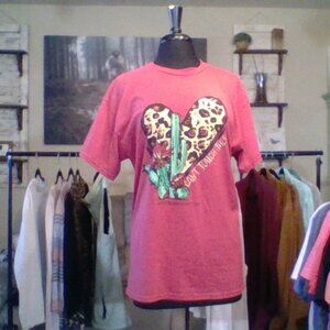 Southern Couture Leopard Heart Cactus Vintage Tee Large